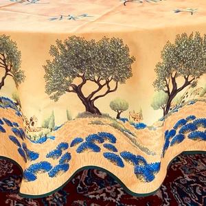 OLIVE TREES & LILAC French Country Provence Round Tablecloth 69" FRANCE - Picture 1 of 16
