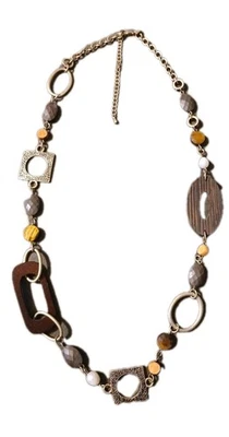 Collar Lia Sophia Boho Chic Tiki Medios Mixtos Madera Ojo de Tigre Perlas de Agua Dulce Foto 1 de 4