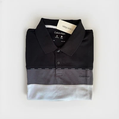 Calvin Klein Men’s Polo Quick Drying Wicking Black Gray White Size L NWT - Image 1 of 4