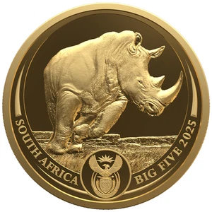 1 oz 50 Rand Südafrika Goldmünze Big Five III. - Nashorn 2025 PP - Picture 1 of 4