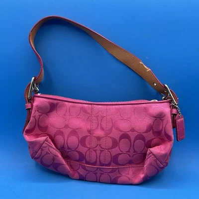 Vintage Coach 6371 Hampton Hot Pink Canvas Shoulder Baguette Bag Y2K - Image 1 of 4