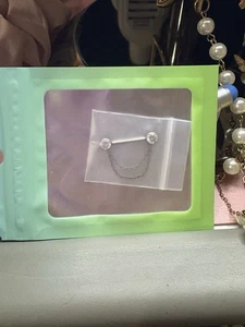 2 Pairs Of Nipple Piercing Jewelry Diamond With Thin Chain - Picture 1 of 4