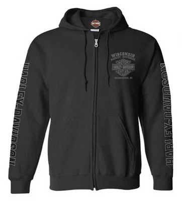 Sudadera con capucha Harley-Davidson Road Pilot para hombre mezcla de algodón cremallera, negra Foto 1 de 2