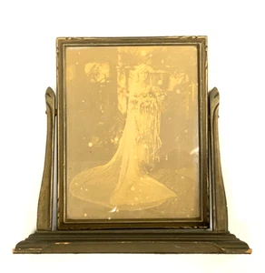 Vintage Picture Frame Swing Swivel Art Deco Antique Tilt Green Tone Wood Wedding - Picture 1 of 7