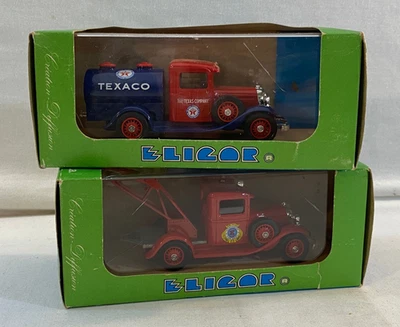 PAIR NIB ELIGOR TOY TEXACO TRUCKS: FIRE AND TANKER BOX DAMAGE SEE DESCRIPTION - Image 1 of 4