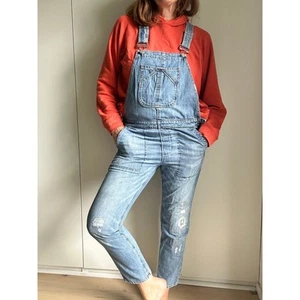 GAP Overalls Size XS Slim Fit Distressed Jeans Denim Ankle Cropped - Picture 1 of 9