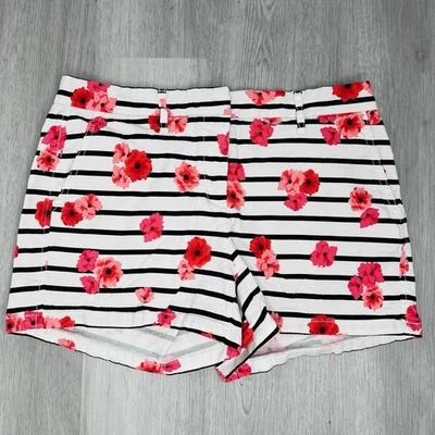 Pantalones Cortos Elle Venice Blancos Con Flores y Rayas Negras Talla 8 Foto 1 de 4
