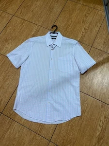 Hugo Boss Shirt Mens WMNS Unisex 100% Cotton Striped Button Classic 40 15 3/4 - Picture 1 of 11
