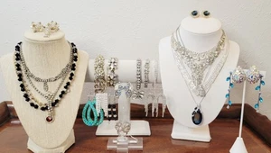 Riesiges Vintage Kristall Aurora Borealis gemischtes Schmuckset einige signiert Sterling Kette - Bild 1 von 24