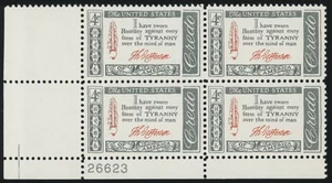 US - 1960 American Credo: Jefferson - SC# 1141 Plate Block of 4 Mint NH OG - Picture 1 of 2