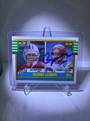 1990 Topps - Joe Montana, Boomer Esiason #229 With Hashmarks In Person Auto - Image 1 of 2