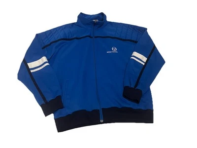 VINTAGE SERGIO TACCHINI TRACK JACKET | SIZE 44 XL BLUE 80s ITALY COLORBLOCK - Image 1 of 4