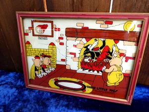 VINTAGE 1930er WALT DISNEY D-120 DREI KLEINE SCHWEINE GERAHMT RÜCKSEITIG BEMALT GLAS - Bild 1 von 6