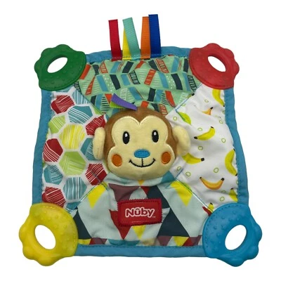 Nuby Krinkle Lovey Squeak Monkey Teething Blanket Security Baby Toy - Image 1 of 4