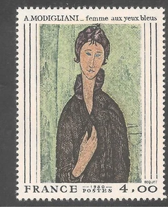 Francia #1693 (A856) En muy buen estado sin montar o nunca montada - 1980 4 fr Mujer con ojos azules, por Modigliani - Imagen 1 de 1