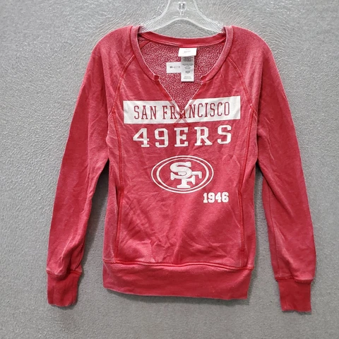 San Francisco 49ers Juniors Sweatshirt Small Red Fleece Team Logo Graphic V Neck Cover