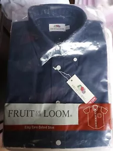 FRUIT OF THE LOOM SHORT SLEEVE OXFORD SHIRT FORMAL WORK OFFICE, Navy, Size Small - Picture 1 of 6