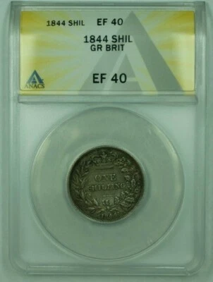 1844 Great Britian 1 Shilling ANACS EF-40 (XF) - Image 1 of 2
