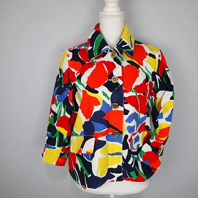 Ralph Lauren Blazer Jacket Abstract Floral Red Blue Yellow Camo p/l coat - Image 1 of 4