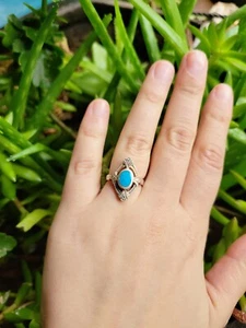 Vintage 925 Sterling Silber Indianer Türkis Ring, Gr. 5 - Bild 1 von 7