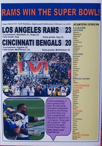 Los Angeles Rams 23 Cincinnati Bengals 20 - Super Bowl LVI - Souvenir Print - Bild 1 von 1