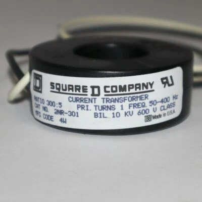 SQUARE D 2NR-301  CURRENT TRANSFORMER RATIO 300:5 USA NIB NSN 5950-01-263-8660 - Image 1 of 4