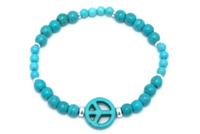 Edelstein Armband - Howlith & Sterling Silber - NEU - Schmuck - Peace - NEU!! - Bild 1 von 3