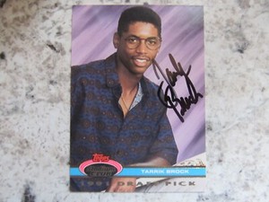 Tigers Tarrik Brock Signed Autographed 1991 Stadium Club Draft Pick Mint