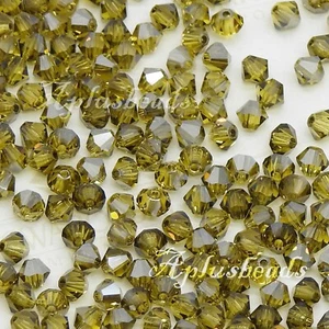72pcs SWAROVSKI #5301 4mm Bicone Crystal Beads Lime Green Satin - Picture 1 of 2
