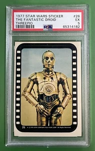 1977 Star Wars Sticker #26 The Fantastic Droid Threepio PSA 5 Cert #65314182 - Picture 1 of 12