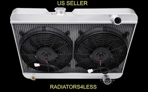 CHAMPION 3 ROW ALUMINUM RADIATOR W/ 12" FANS 1963 PONTIAC LEMANS TEMPEST V8 CC63 - Picture 1 of 4