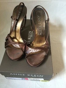 Anne Klein NILES Copper Satin Sandals Platform Slingbacks Heels 8.5 M - Picture 1 of 4