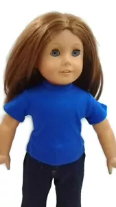 Royal Blue T-Shirt fits American Girl Dolls 18 inch Doll Clothes Short Sleeve - Picture 1 of 1