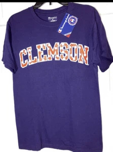 Champion Clemson Tigers Shirt Adult Small Short Sleeve T-Shirt Purple Mens NWT - Picture 1 of 5