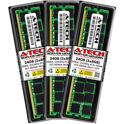 24GB 3x 8GB PC3L-10600R RDIMM Dell PowerEdge R415 T610 T710 T620 R720 Memory RAM - Image 1 of 2