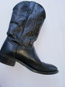 Wrangler Mens Black Leather Western Boots Size 10.5 - Picture 1 of 9