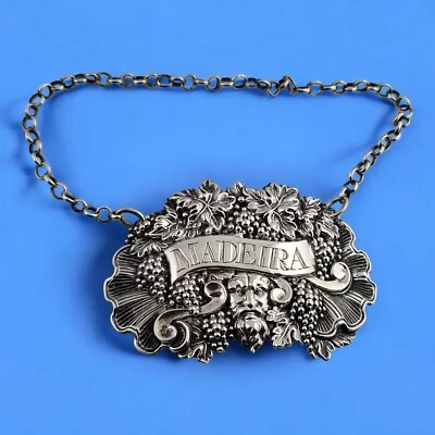 Etiqueta de licor inglesa de plata esterlina JOHN THROPP Birmingham c1825 MADEIRA Foto 1 de 4