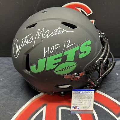 Curtis Martin NY Jets Signed Authentic Eclipse Helmet Autographed Inscribed PSA - Image 1 of 4
