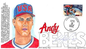  2619 29c Baseball David Dube hand painted with Andy Benes autograph [58765] - Picture 1 of 1