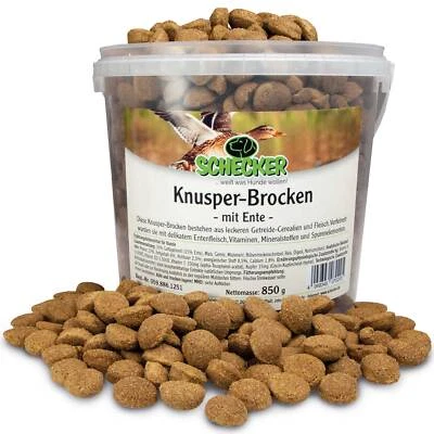 SCHECKER GMBH Knusper-Brocken mit Ente wertvolle Cerealien Calcium Vitaminen hochwertig Eimer