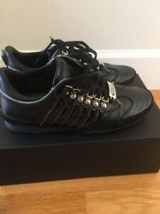 NEW DSquared2 Black Leather Vitello Sport Mens Sneaker US 9