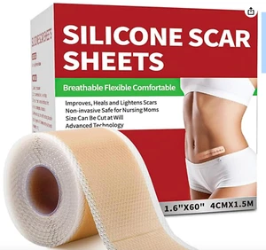 Silicone Scar Sheets (1.6”X 60” Roll-1.5M), Medical Grade Silicone Scar Tape Rol - Picture 1 of 7