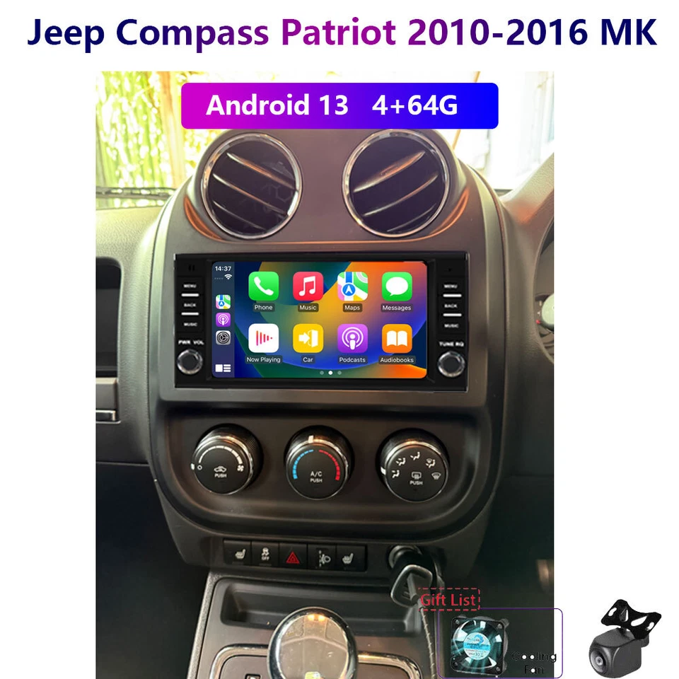 Carplay 4-64G Android For Jeep Compass Patriot 2010-16 MK Car Stereo Radio GPS - Image 1 of 4