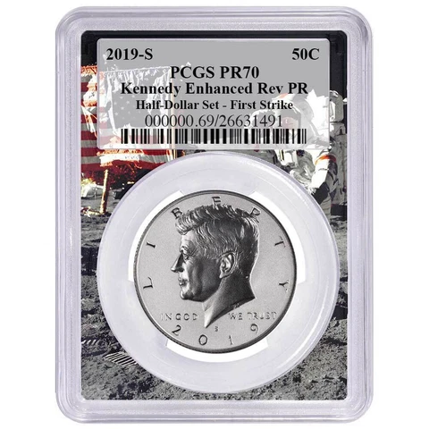 2019-S Enhanced Reverse Proof 50c Kennedy Apollo 11 50th Ann. Half Dollar PCGS P Cover