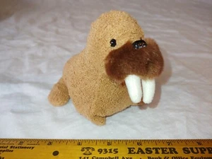 Russ Luv Pets Stuffed Animal Tuskie Bean Bag Plush Toy 5.5" Cute Brown Walrus - Picture 1 of 9