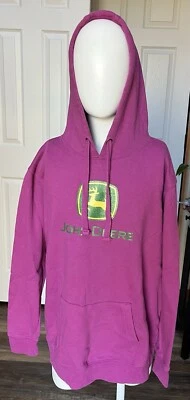 John Deere Hoodie Womens Pink Logo Graphic Hooded Pullover Sweatshirt Medium - Image 1 of 3
