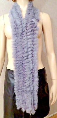 Neiman Marcus Knit Gray Fox Fur Scarf Shawl Wrap Neck Warmer Boa NWOT 78" x 4" - Image 1 of 2