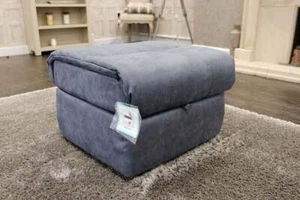 Maine Premium "Ozeanblau" weicher Stoff - Fußbank mit mittlerem Stauraum - Bild 1 von 7