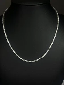Top Quality- 8.50ct 100% Natural Round Diamond Claw Tennis Necklace, White Gold - Picture 1 of 6