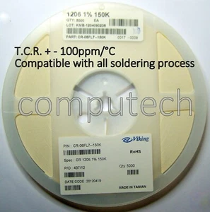 150 KOhm 1% 0,25W Bobina 5000 pezzi Resistenze SMD1206 Code 1503 150 K ohm - Bild 1 von 3